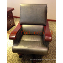Mobiliário de escritório Italian Leather Swivel Wooden Armrest Chair / Diretor Gerente Chair / CEO Boss Chair